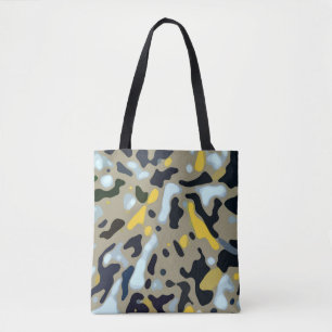 Camo Pattern - Yellow White Beige Blue Black Tote Bag