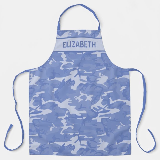 Camo Personalised Blue Apron (Front)