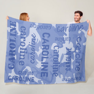 Camo Personalised Blue Fleece Blanket