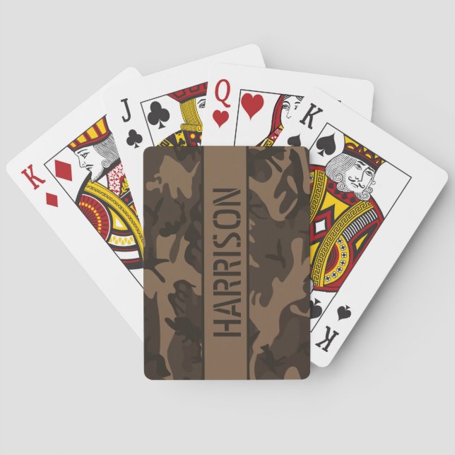 Camo Personalised Brown Playing Cards (Back)