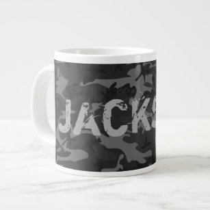 Camo Personalised Charcoal Grey Large Coffee Mug
