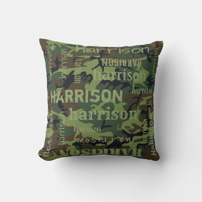 Camo Personalised Longer Name Cushion (Front)
