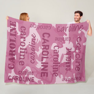 Camo Personalised Pink Fleece Blanket