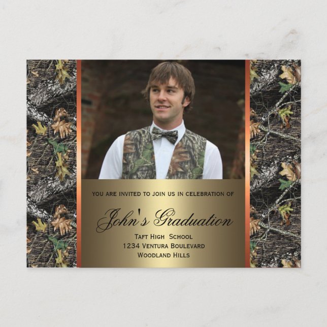 Camo Photo Graduation Postcard (Front)