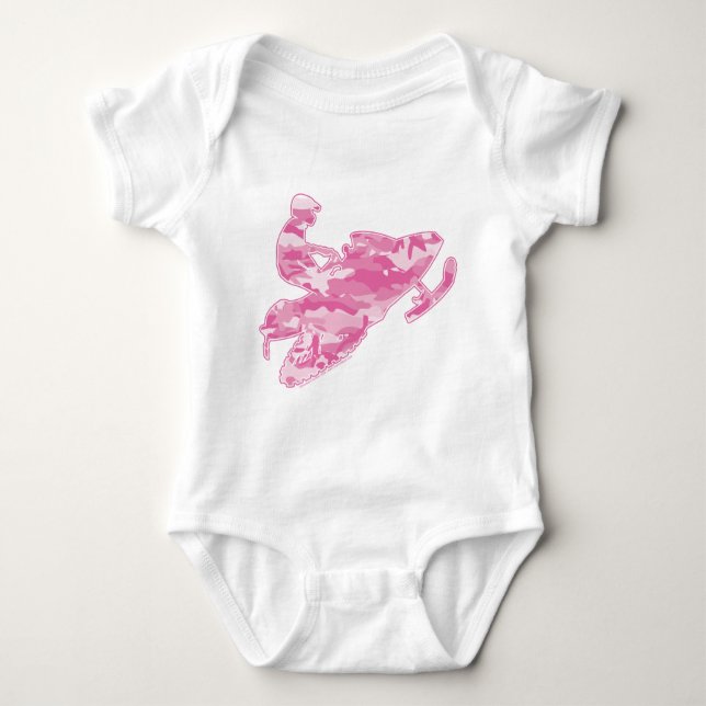 Camo Pink Sled on Black copy Baby Bodysuit (Front)