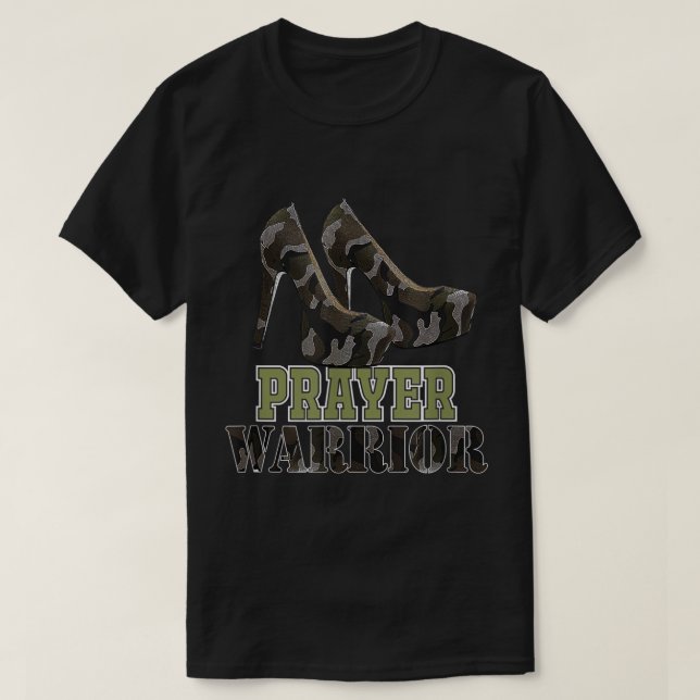 Camo Prayer Warriors With Heel Religious Christian T-Shirt (Design Front)