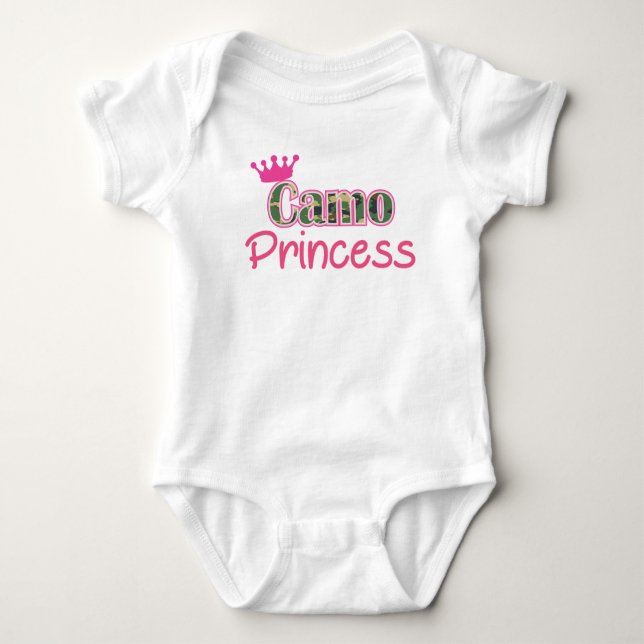 Camo Princess Baby Girl Shirt-Romper - Bodysuit (Front)