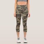 Camo Print, Green Brown Camouflage Pattern Custom Capri Leggings<br><div class="desc">High-quality,  comfortable high-waisted capri leggings featuring a brown and green Camo pattern. Add custom text,  monogram,  etc. to personalize. Perfect for working out,  hanging out or a night out on the town.</div>