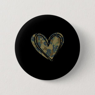 Camo Print Heart Valentines Day 6 Cm Round Badge
