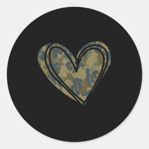 Camo Print Heart Valentines Day Classic Round Sticker