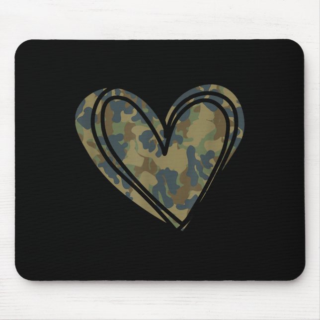 Camo Print Heart Valentines Day  Mouse Pad (Front)