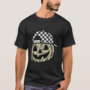 Camo Pumpkin Jack O Lantern Face Camouflage Hallow T-Shirt