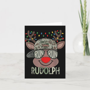 Camo Reindeer Hat Ball Cap Christmas Boy Cute Xmas Card