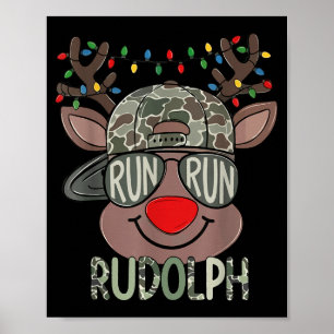 Camo Reindeer Hat Ball Cap Christmas Boy Cute Xmas Poster