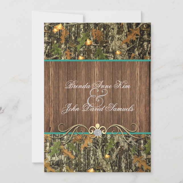 Camo Rustic Wedding Invitation (Front)