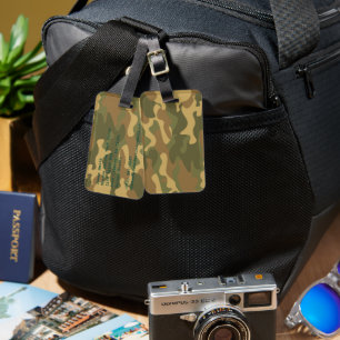 Camo Sand Brown Green Luggage Tag