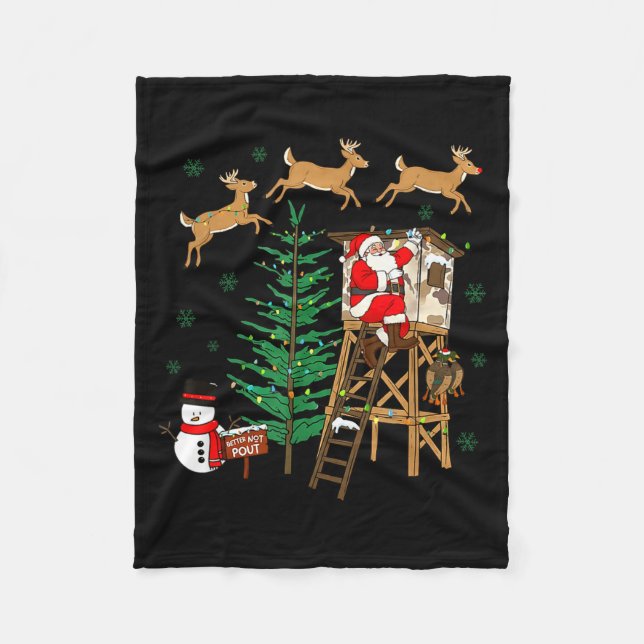 Camo Santa Christmas Deer Hunting Camouflage Hunte Fleece Blanket (Front)