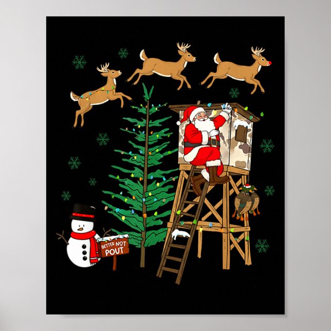 Camo Santa Christmas Deer Hunting Camouflage Hunte Poster (Front)