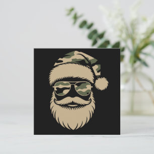 Camo Santa Claus Sunglasses Xmas Camouflage  Holiday Card