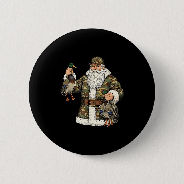 Camo Santa Mallard Duck Hunting Christmas Hunter G 6 Cm Round Badge (Front)