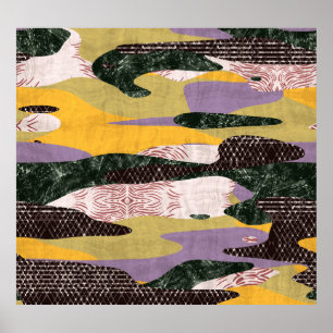 Camo Shapes: Vivid Collage Montage. Poster