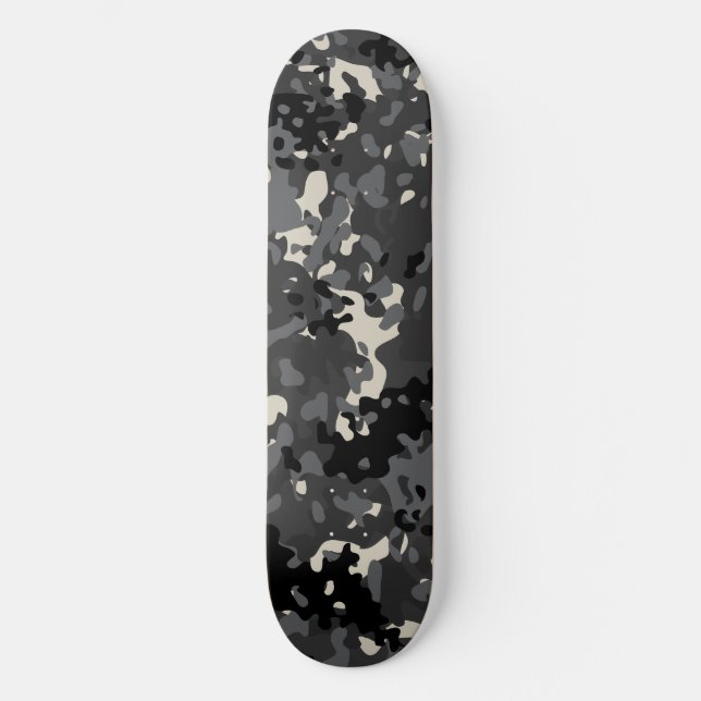 Camo Skateboard Black White Gray  (Front)
