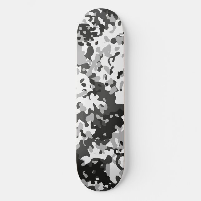 Camo Skateboard White Black Gray  (Front)
