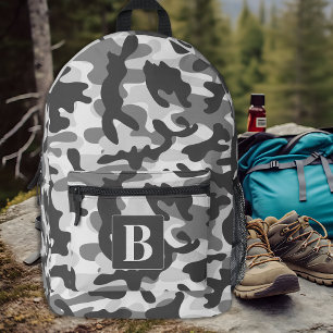 Camo Snow Personalised Modern Monogram Camouflage Printed Backpack