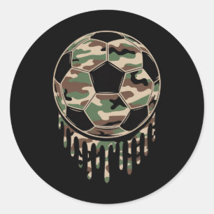 Camo Soccer Footbyll Drip Camouflage Coquette  Classic Round Sticker