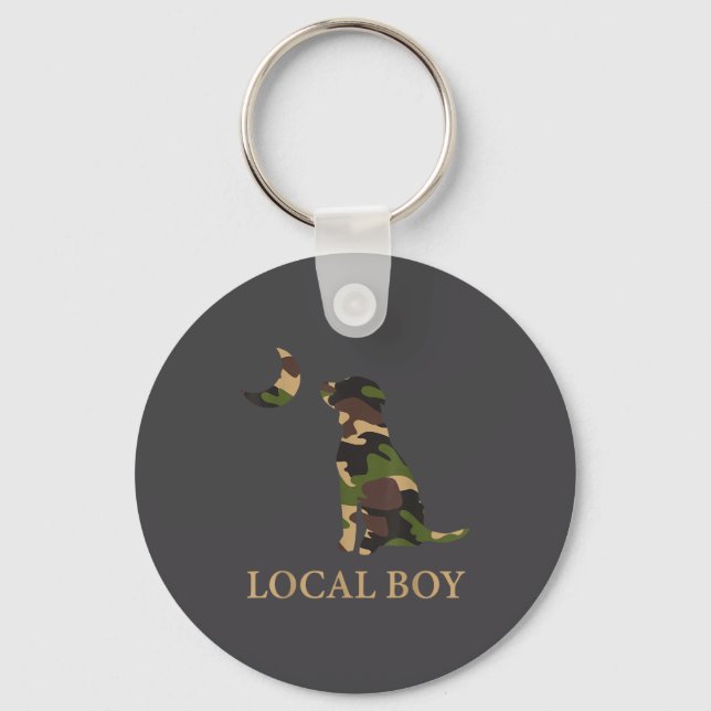 Camo Southern Local Boy Duck Hunting Black Lab Out Key Ring (Front)