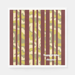 Camo Stripe Birthday Party  Napkin