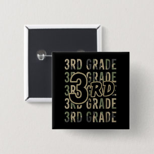 Camo Team 3rd Grade Squad Back To School Teacher 15 Cm Square Badge