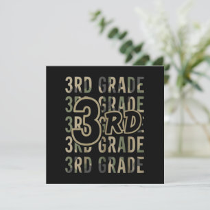 Camo Team 3rd Grade Squad Back To School Teacher  Card