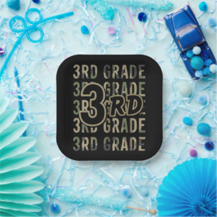 Camo Team 3rd Grade Squad Back To School Teacher Paper Plate