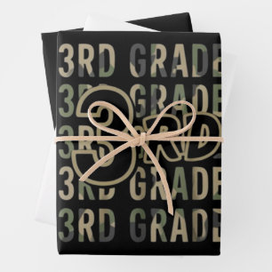 Camo Team 3rd Grade Squad Back To School Teacher  Wrapping Paper Sheet