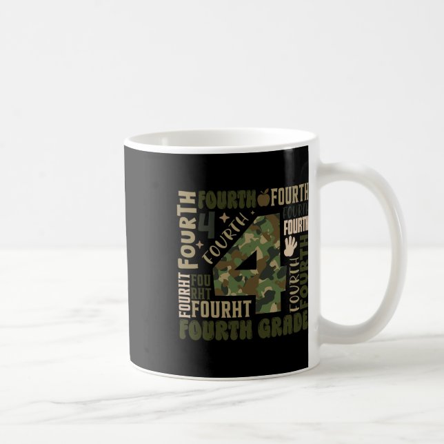 Camo Team 4th Grade Squad Back To School Teacher K Coffee Mug (Right)