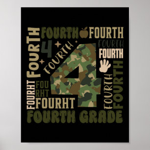 Camo Team 4th Grade Squad Back To School Teacher K Poster