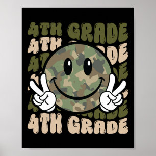 Camo Team 4th Grade Squad Bruh We Back Teacher Kid Poster