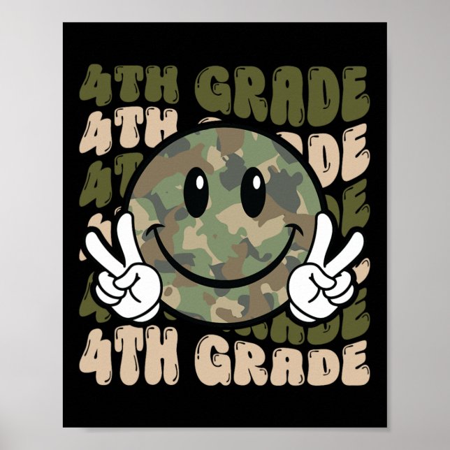 Camo Team 4th Grade Squad Bruh We Back Teacher Kid Poster (Front)