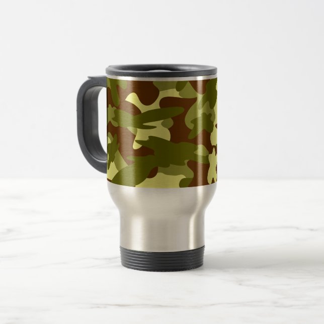 Camo Travel Mug by Heard_ (Front Left)