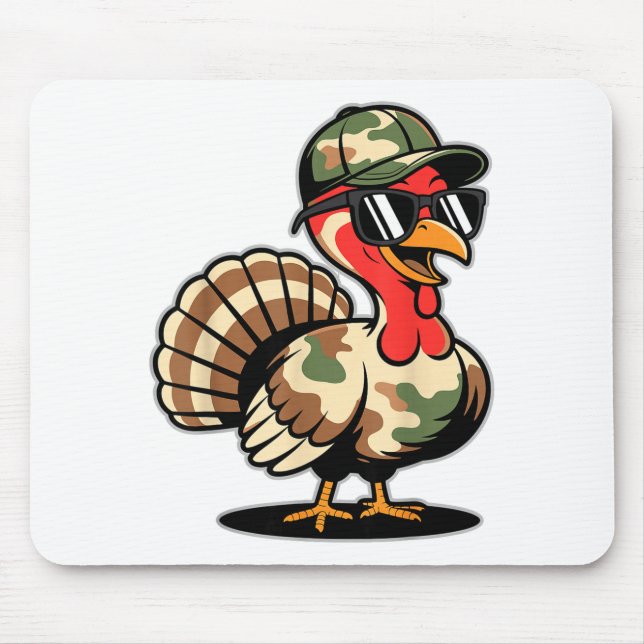 Camo Turkey Day Hunting Fall Thanksgiving  Mouse Pad (Front)