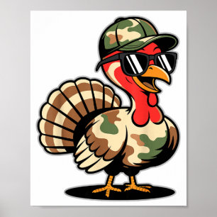 Camo Turkey Day Hunting Fall Thanksgiving  Poster