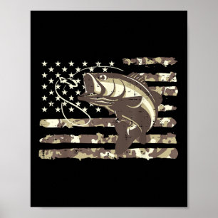 Camo Us Flag B Fish Cool Fishing Patriotic Men Wom Poster
