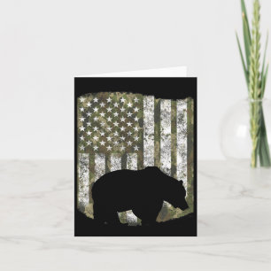 Camo Us Flag Bear Grizzly Camoflage Hunting Hunter Card