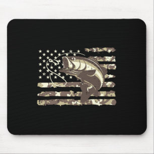 Camo Us Flag Byss Fish Cool Fishing Patriotic Men Mouse Pad