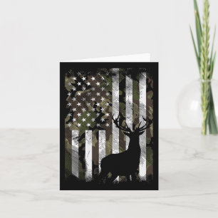 Camo Us Flag Deer Elk Buck Camoflage Hunting Hunte Card