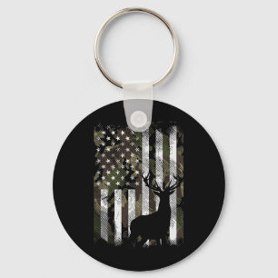 Camo Us Flag Deer Elk Buck Camoflage Hunting Hunte Key Ring