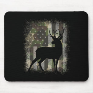 Camo Us Flag Deer Elk Buck Hunting Camouflage Hunt Mouse Pad