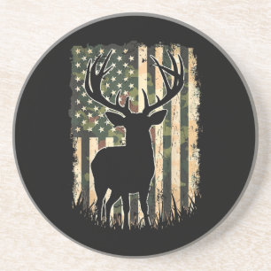 Camo US Flag Deer Hunting Camoflage Hunter Coaster