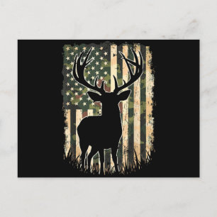 Camo US Flag Deer Hunting Camoflage Hunter Holiday Postcard